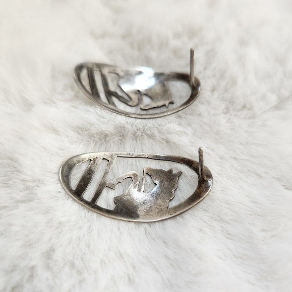 Vintage Silver Equestrian Showjumping horse earrings - Picture 7 of 8